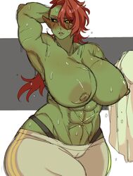 1girls abs big_breasts cameltoe female_orc green-skinned_female green_skin monster_girl muscular muscular_female orc orc_female original original_character picco red_hair scars scars_all_over tagme thick_thighs yellow_eyes rating:Explicit score:396 user:MaskedAmazon