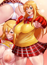 1girls areolae ass big_ass big_breasts big_butt blonde_hair blush breasts female female_only gloves green_eyes haikawa_hemlen ikkitousen long_hair nipples skirt solo sonsaku_hakufu standing thick_thighs rating:Explicit score:28 user:Cursedcrow