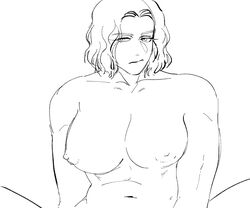 big_breasts expressionless female female_only frown genderswap_(mtf) kengan_(series) kengan_ashura looking_at_viewer mahuri medium_hair mokichi_robinson monochrome muscular muscular_female nude rough_sketch rule_63 sketch solo wavy_hair rating:Explicit score:9 user:deleted101928