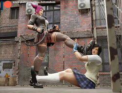 2girls 3d 3d_(artwork) absurd_res against_surface asian asian_female blender boot_fetish boot_on_face boot_on_head boots brutal cage combat crossover defeated dominant dominant_female domination dominatrix female female_domination female_only femdom fingerless_gloves foot_on_face foot_on_head helpless highres humiliated humiliation juri_han jvfemdom kazama_asuka kick kicking kicking_face kneehighs kneesocks leather_boots legs lezdom loafers punk punk_girl ryona school school_uniform school_uniform_juri schoolgirl schoolgirl_uniform skirt spiked_bracelet stepping_on_head stockings stomp street_fighter street_fighter_v tekken tekken_7 tekken_tag_tournament_2 thick thick_ass thick_legs thighhighs voluptuous voluptuous_female rating:Questionable score:44 user:Jvfemdom