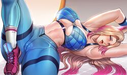 ahri badcompzero big_ass big_breasts blush clothed_female female female_only fox fox_ears fox_girl green_eyes gym_uniform k/da_ahri k/da_all_out_series k/da_series laying_down league_of_legends league_of_legends:_wild_rift looking_at_viewer multicolored_hair pale-skinned_female pale_skin tagme thick_thighs rating:Safe score:243 user:Adoptivecandy