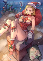 android_17 android_18 ass blonde_hair blue_eyes blush christmas christmas_clothing christmas_outfit cleavage dragon_ball earrings jammeryx krillin kuririn large_ass large_breasts master_roshi milf mr._satan open_mouth red_high_heels santa_costume santa_hat short_hair son_goten thick_thighs thighs trunks_briefs uncensored white_gloves wide_hips rating:Explicit score:327 user:HentaiHaremKing