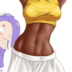 2girls abs armpits arms_up big_breasts blush clothed clothed_female dark-skinned_female dark_skin deep_cut_(splatoon) drooling female_only fit_female frye_(splatoon) inkling light-skinned_female light_skin midriff neo_namuro nintendo octoling shiver_(splatoon) solo_female splatoon splatoon_(series) splatoon_3 rating:Questionable score:140 user:ArmpitsLover