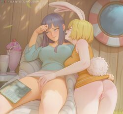 2girls akuma_no_mi anus ass bartolomeobari bunny_ears butt carrot_(one_piece) clothed dress duo fapping female female_only fingering fingering_partner furry hana_hana_no_mi masturbating nico_robin nipple_bulge no_panties one_piece pre-timeskip pussy skirt smiling touching_pussy uncensored wholesome yuri rating:Explicit score:946 user:SusR