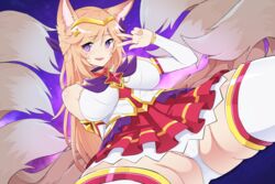 9_tails ahri alternate_costume alternate_hair_color alternate_hairstyle animal_ear_fluff animal_ears animal_girl big_breasts blonde_hair breasts busty child_bearing_hips cleavage clothing curvaceous curves curvy curvy_body curvy_female curvy_figure curvy_hips eyelashes eyeliner eyeshadow facial_markings female fluffy fluffy_ears fluffy_tail fluffy_tails fox fox_ears fox_girl fox_tail furry_tail hips hourglass_figure huge_breasts humanoid inner_ear_fluff kemonomimi kitsune large_breasts league_of_legends light-skinned_female light_skin long_hair magical_girl multiple_tails nine_tailed_fox pale-skinned_female pale_skin riot_games sollyz star_guardian_ahri star_guardian_series tail thick_thighs thighs vastaya video_games violet_eyes voluptuous wide_hips rating:Explicit score:35 user:LewdVesani