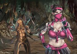 2d big_breasts black_hair blood blue_blood breasts d'vorah edenian insect_girl insect_humanoid insects mask masked masked_female mileena mortal_kombat mortal_kombat_x pink_eyes tarkatan thotlerrr treartz women rating:Questionable score:27 user:Monbo