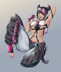 abs black_hair bodypaint breasts female female_focus female_only juri_han lollipop muscular muscular_female solo solo_female solo_focus street_fighter street_fighter_6 thotlerrr toned toned_female toned_stomach treartz rating:Questionable score:37 user:Monbo