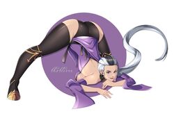 2d black_hair female female_only jack-o_pose mortal_kombat mortal_kombat_11 purple_clothing sindel smile smiling solo solo_female solo_focus thighhighs thighs thotlerrr treartz white_hair rating:Questionable score:60 user:Monbo