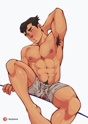 arm_behind_head avatar_the_last_airbender bolin briefs looking_at_viewer male male_only manlyhand muscles muscular muscular_male nickelodeon penis_peek pubic_hair spread_legs teen_boy the_legend_of_korra underwear winking winking_at_viewer rating:Explicit score:106 user:deleted101762