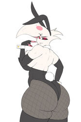 1boy angel_dust_(hazbin_hotel) anthro ass big_ass bubble_butt bunny_ears bunnysuit clothing demon femboy gwizzly hazbin_hotel heterochromia huge_ass looking_at_viewer looking_back male male_only solo spider thick_ass thick_thighs wide_hips rating:Questionable score:344 user:Rex_Hollins