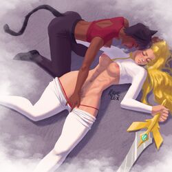 2020 2020s 2girls abs adora animal_ears areolae artist_name blonde_female blonde_hair blush breasts breath brown_hair brown_pants brown_tail canon_couple cat_ears cat_tail catgirl catra closed_eyes dark-skinned_female dark_skin duo female female_only fingering fingering_partner hourglass_figure human humanoid large_breasts lesbian_sex light-skinned_female light_skin long_hair nipples on_back on_ground open_mouth pants_down pubic_hair ranelex red_shirt red_thong sex she-ra_and_the_princesses_of_power shirt shirt_up shoes short_hair sleep_sex sleeping somnophilia sword tail thick_thighs thin_waist thong vaginal_penetration vaginal_sex watermark weapon white_pants white_shirt wide_hips yuri rating:Explicit score:110 user:BlueTortoise