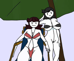 bikini brown_hair fartoohorny gray_hair jaiden jaiden_animations jaidens_mom large_ass large_breasts looking_at_viewer mature_female milf mob_face mother_and_daughter reclining sling_bikini smile smiling youtuber rating:Questionable score:21 user:FarTooHorny