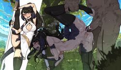 1boy 1girls 2021 ahe_gao ambiguous_penetration arched_back areolae arm_grab au_ra big_breasts black_hair blush breasts choker clothed_sex cum cum_in_pussy cum_inside dangling_legs dark-skinned_male dark_skin female final_fantasy final_fantasy_xiv flexible functionally_nude grabbing_from_behind hidden_sex highres horns humanoid legwear long_hair male moaning nipples open_mouth penetration public_sex rape sapphira_nyx sex shuuko size_difference smaller_female splits standing_sex standing_split straight tail thighhighs thighs tongue_out xaela yellow_eyes rating:Explicit score:417 user:Cumslust