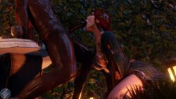 1boy 1girls 3d blowjob blowjob_face breasts cd_projekt_red closed_eyes dark-skinned_male dark_skin echiee fellatio female garden interracial leaning_back light-skinned_female male red_hair sucking sucking_penis the_witcher_(series) the_witcher_3:_wild_hunt triss_merigold village_folk rating:Explicit score:138 user:CursedIris