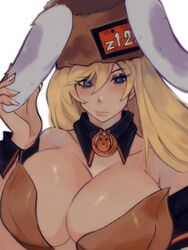 1girls 2020s 2023 blonde_hair blue_eyes bunny_ears bunnysuit cleavage fur_hat guilty_gear hat large_breasts long_hair millia_rage runmarlyrun rating:Questionable score:79 user:sh1ggy-diggy