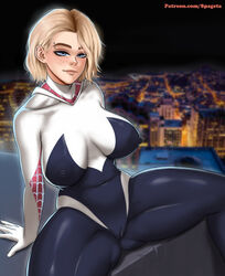 big_ass big_breasts blonde_hair bodysuit cameltoe eyebrow_piercing freckles gwen_stacy looking_at_viewer marvel night nipple_bulge piercing short_hair sitting skin_tight smile spageta spider-gwen spider-man:_into_the_spider-verse spider-man_(series) spread_legs thick_thighs rating:Explicit score:132 user:Spageta