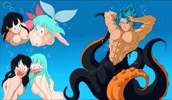 big_breasts black_hair blue_eyes blue_hair blue_tail blush breasts bulma_briefs chichi dragon_ball gogeta goku long_hair mermaid mermaid_girl mermaid_tail mermaid_transformation muscular nala1588 nipples octopus red_tail son_goku super_saiyan_blue tentacle rating:Questionable score:19 user:marcoricoso