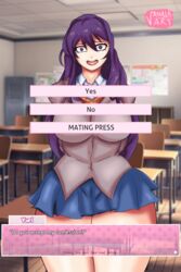 bangs big_breasts bubble_ass clothed crazy_eyes doki_doki_literature_club tagme thick_ass vanillart23 wide_hips yuri_(doki_doki_literature_club) rating:Explicit score:87 user:vanillart23