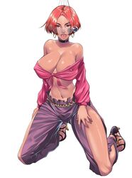 choker dark_skin erect_nipples femsub giovanna_(guilty_gear) guilty_gear guilty_gear_strive high_heels hoop_earrings hypnosis kneeling large_breasts midriff mind_control red_hair richardssext short_hair spiral_eyes tongue_out tongue_piercing rating:Questionable score:122 user:backleglamb86