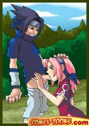 black_hair clothes color day female hair human male naruto naruto_(classic) outdoors sakura_haruno sasuke_uchiha short_hair side_view straight tagme rating:Explicit score:15 user:bot