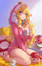 1girls 2023 breasts cleavage feet female female_only full_body holding_mug indoors kneeling large_breasts mario_(series) mitsu_art mug mushroom nintendo princess_peach sitting solo super_mario_bros. super_mario_bros._(nes) thighs wariza rating:Questionable score:74 user:SalsaVerde