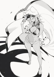 10mo 1girls absurd_res bare_shoulders barefoot bikini bikini_top breasts cape cleavage dark-skinned_female dark_skin feet female female_only fingerless_gloves gloves greyscale guilty_gear hat hi_res large_breasts legs long_hair looking_at_viewer monochrome navel ramlethal_valentine short_shorts shorts solo swimsuit thighs toenails toes rating:Questionable score:71 user:me_irl