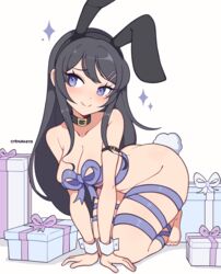 1girls :) bare_shoulders barefoot big_breasts blush breasts bunny_ears bunny_tail chest choker cleavage cremanata cuffs cute eyelashes female female_only grey_hair hairclip highres kneeling legs light-skinned_female long_hair looking_away present_box purple_eyes ribbon ribbon_bondage sakurajima_mai seductive seductive_eyes seductive_look seductive_smile seishun_buta_yarou_wa_bunny_girl_senpai_no_yume_wo_minai smile smug solo thick_thighs thighs tied_up rating:Questionable score:215 user:Mivaza