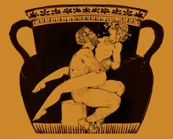 1girl1boy 2023 female greek greek_pottery historical human human_only male pottery red-figure_pottery sitting_on_person sitting_sex straight sucking_nipples tagme traditional_art wintonkidd rating:Explicit score:79 user:Zarno12