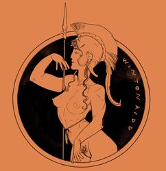 2023 athena athletic_female breasts god greek greek_female greek_mythology greek_pottery helmet helmet_only nipples pottery pubic_hair red-figure_pottery sensual spear tagme traditional_art wintonkidd rating:Questionable score:64 user:Zarno12