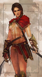 abs assassin's_creed_(series) assassin's_creed_odyssey brown_eyes brown_hair brown_skin cape female female_warrior greek highres kassandra medium_breasts monorirogue muscular muscular_female nude poster pubic_hair pussy side_ponytail skirt skirt_lift spear straps sword text ubisoft warrior rating:Explicit score:173 user:Myfapacc