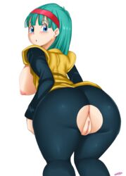 1girls anus arched_back areolae ass ass_focus back_view backboob bent_over big_ass big_breasts blue_eyes blue_hair bulma bulma_briefs bulma_briefs_(frieza_saga) censored dragon_ball dragon_ball_z female female_only hanging_breasts hi_res highres light-skinned_female light_skin looking_back morris mosaic_censoring nipples pussy solo vagina rating:Explicit score:119 user:RealPopNas