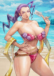 1girls absurd_res beach bikini bikini_bottom bikini_top breasts cirenk curvy hi_res huge_breasts navel purple_eyes purple_hair rose_(street_fighter) sea solo street_fighter street_fighter_v swimsuit waist_chain rating:Explicit score:106 user:Blueblaster69