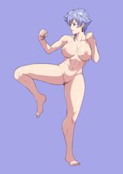 1girls areolae athletic athletic_female bangs bleach blue_background breasts cirenk clenched_hands collarbone completely_nude earrings edit female female_focus female_only fighting_stance fit fit_female full_body hands_up highres jewelry knee_up kotetsu_isane large_breasts messy_hair naked nipples nude nudity pussy shaved_pussy short_hair silver_hair simple_background smile solo spread_legs standing standing_on_one_leg tomboy rating:Explicit score:111 user:deleted106147