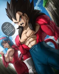 1boy 1girls abs aged_up armwear biceps big_breasts black_hair blue_eyes blue_hair bra_(dragon_ball) bra_briefs breasts daughter dialogue dragon_ball dragon_ball_gt ear_piercing earrings elitenappa english_text father father_and_daughter featureless_breasts female female_saiyan gloves hairband huge_breasts human large_breasts long_hair_male male male_saiyan muscles muscular_male mustache pants pecs piercing red_fur red_hairband saiyan skirt super_saiyan_4 text toony topless vegeta rating:Questionable score:132 user:Rex_Hollins