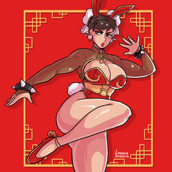 1girls bare_legs bunny_costume bunny_ears bunny_girl bunny_tail bunnysuit chun-li costume earrings female female_only hair_buns hair_ornament leotard lipstick loggus_doggus lunar_new_year red_lipstick shiny_skin simple_background solo street_fighter street_fighter_v year_of_the_rabbit rating:Questionable score:67 user:Log_draws