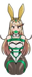 1girls arms_tied_behind_back ball_gag blonde_hair bondage bound bowtie box_tie breasts bunny_ears bunnysuit crotch_rope fake_animal_ears gag gagged green_ball_gag kneeling large_breasts latex legs_tied leotard long_hair looking_at_viewer mythra nintendo pantyhose playboy_bunny restrained rope rope_bondage shibari_over_clothes shiny_clothes strapless strapless_leotard tiara tied_up tight_clothing white_leotard wossarem xenoblade_(series) xenoblade_chronicles_2 yellow_eyes rating:Explicit score:83 user:267er