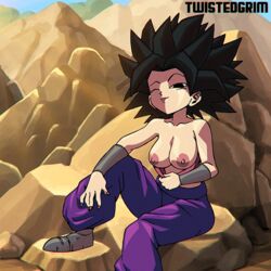 1girls 2d 2d_animation animated black_eyes black_hair breasts caulifla clothing dragon_ball dragon_ball_super female female_only female_saiyan flashing flashing_breasts shounen_jump solo solo_female teenager tongue_out twistedgrim undressing rating:Explicit score:387 user:freedexpre