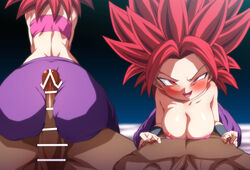 1boy :d areola_slip ass bar_censor bare_shoulders blurry blurry_background blush breasts buttjob caulifla censored cleavage clothed_female_nude_male commission covered_nipples cowgirl_position dark-skinned_male dark_skin dragon_ball dragon_ball_super erection female from_behind interracial large_breasts looking_at_viewer multiple_views nipple_tweak nude open_mouth pants penis pink_tube_top purple_pants red_eyes red_hair rom_(20) skeb_commission smile spiked_hair straight strapless super_saiyan super_saiyan_god tube_top uneven_eyes rating:Explicit score:87 user:bot