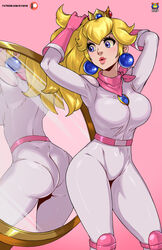 1girls ass belt biker_clothes bikesuit blonde_hair blue_eyes bodysuit breasts cleavage dick_sucking_lips female female_only gloves hi_res jewelry knee_pads kyoffie mario_(series) mirror nintendo ponytail princess_peach reflection scarf skin_tight solo super_mario_bros._(2023_film) tight_clothing rating:Questionable score:149 user:shruck