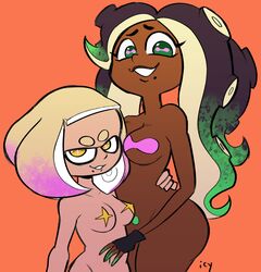 2girls cephalopod dark_skin duo female female_only humanoid inkling iseenudepeople light_skin marina_(splatoon) nude octoling off_the_hook pasties pearl_(splatoon) splatoon splatoon_2 tentacle_hair rating:Explicit score:48 user:owo64