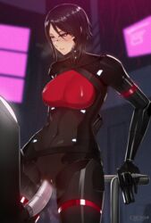 android black_hair blue_eyes blur_censor breasts censored elster_(signalis) female firearm gun handgun holding holding_gun holding_weapon joints kairos+ metal_girl metal_skin pale_skin revolver robot_joints science_fiction sex short_hair signalis solo vaginal vaginal_penetration weapon rating:Explicit score:111 user:bot