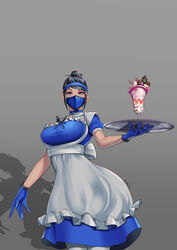 1girls 2d alternate_version_available blue_clothing clothed clothed_female clothing female female_only food fully_clothed gloves kitana maid maid_apron maid_outfit maid_uniform mask masked masked_female mortal_kombat mortal_kombat_11 solo solo_female thotlerrr treartz rating:Safe score:25 user:Monbo