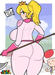 1boy 1girls ass_focus big_ass big_breasts english_text female female_focus horny illumination_entertainment indoors looking_at_viewer looking_back male mario_(series) nintendo princess_peach sideboob silenttandem speech_bubble standing super_mario_bros. super_mario_bros._(2023_film) tagme text toad_(mario) rating:Questionable score:107 user:A_sick_fuck