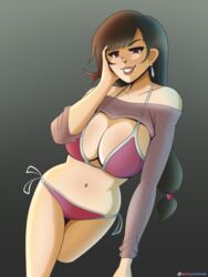 2d big_breasts bikini black_hair final_fantasy final_fantasy_vii hi_res long_hair looking_at_viewer red_bikini red_eyes smile spotty_arts tifa_lockhart rating:Questionable score:20 user:Spotty_Arts