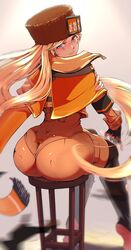 1girls ass ass_focus big_ass blonde_female blonde_hair blue_eyes blush boots chair female female_only fingerless_gloves guilty_gear guilty_gear_strive koda1ra long_hair looking_at_viewer looking_back millia_rage motion_blur scarf solo tight_clothing tight_pants rating:Questionable score:197 user:Dr.Soviet