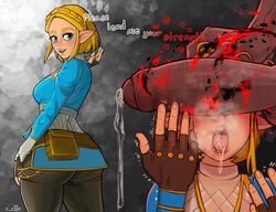 1boy 1girls ass blonde_hair blue_eyes breath_of_the_wild cant_see_the_haters corruption crown_braid cuckold dark-skinned_male dark_skin dat_ass drooling english_text ganondorf huge_cock huge_penis interracial light-skinned_female light_skin looking_at_viewer looking_back netorare nintendo official_alternate_hair_length official_alternate_hairstyle penis penis_on_face precum princess_zelda short_hair submissive submissive_female tears_of_the_kingdom text the_legend_of_zelda time_skip x_e11e zelda_(tears_of_the_kingdom) rating:Explicit score:467 user:Kitsuneeee