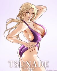 1girls arm_behind_head ass big_breasts blonde_hair breasts brown_eyes busty character_name cleavage female female_only from_behind highres huge_breasts lipstick looking_at_viewer makeup mature mature_female nail_polish naruto naruto_(series) naruto_shippuden one-piece_swimsuit pinup pose posing revealing_swimsuit saburo_des solo solo_focus swimsuit text tsunade url voluptuous watermark web_address rating:Questionable score:105 user:Dekorin