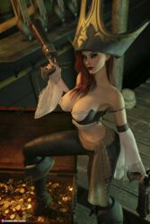 1girls 2023 3d black_pants boots clothed clothing cslate fanart female female_only gold high_heel_boots high_heels holding_gun holding_object holding_weapon large_breasts league_of_legends leg_up lipstick looking_at_viewer miss_fortune money nipple_peek no_bra one_leg_up pants pirate_girl pirate_ship red_hair red_lipstick solo solo_female standing treasure_chest rating:Explicit score:61 user:stopbeingabrokenwebsite