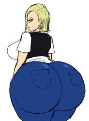 1girls android_18 ass back_view big_ass big_breasts big_butt breasts bubble_ass bubble_butt dragon_ball dragon_ball_z fat_ass fat_butt huge_ass huge_butt momiji_(artist) sketch thick_ass thick_thighs rating:Explicit score:98 user:mxfix_mxbbin