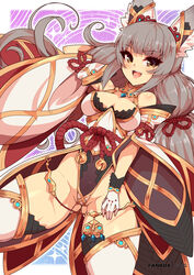 1girls ass ass_visible_through_thighs breasts brown_eyes cat_ears catgirl cleavage collarbone core_crystal fox_ears gold_eyes grey_hair hand_on_thigh hands_behind_head happy japanese_clothes kitsune long_hair long_sleeves nia nia_(blade) nia_(xenoblade) nintendo nonude open_mouth pussy shoulders silver_hair small_breasts thick_thighs thighs virus-g xenoblade_(series) xenoblade_chronicles_2 xenoblade_chronicles_3 yellow_eyes rating:Questionable score:61 user:goldyroger